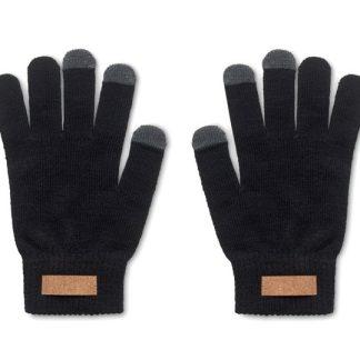 Pletene rokavice Black*RPET reciklirane*za zaslone na dotik*