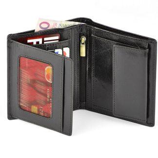 Denarnica Delux*usnjena*s folijo,ki aktivira signal RFID kar preprečuje krajo*v leseni embalaži*13x11*