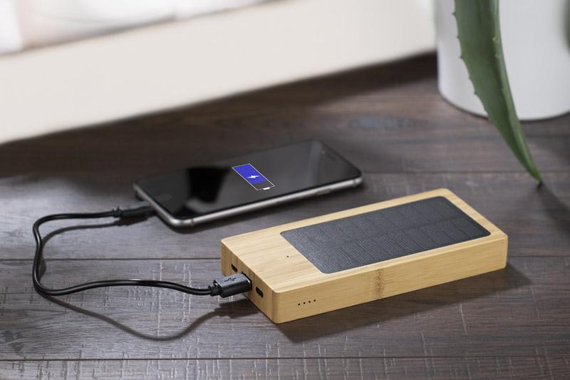 Power bank Amsterdam*solarno polnjenje*iz ekološkeba bambusa*10.000 mAh* - Image 2