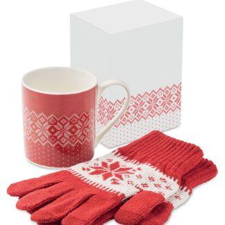 Darilni set Brina*pletene taktilne rokavice z zaslonom na dotik in keramična skodelica 300ml*