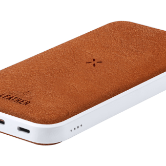 Power bank Aley*iz reciklirane ABS plastike in iz recikliranega usnja*8000mAh in brezžičnim hitrim polnilnikom(10 W)*