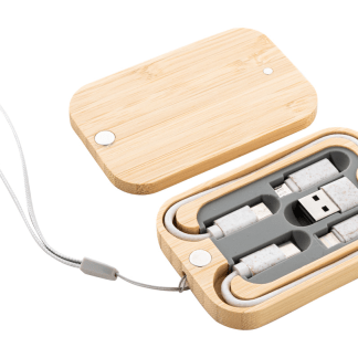 Polnilni USB kabli Amaris*iz ekološke pšenične slame v embalaži iz bambusa*